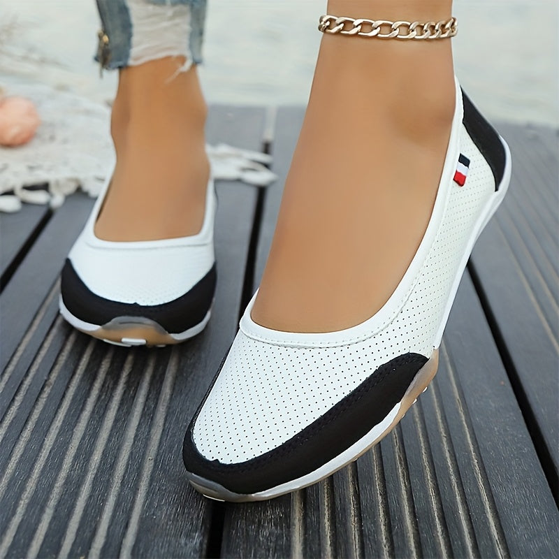 Women's Lightweight Breathable Slip-On Sneakers Black Gray Non-Slip Rubber Sole