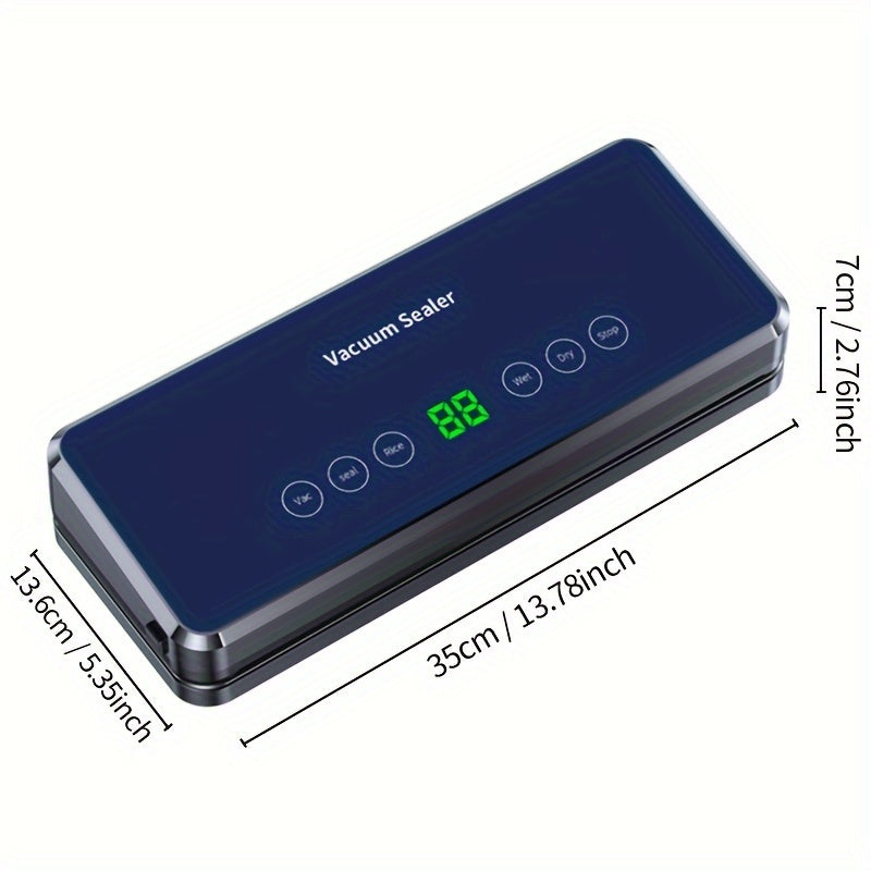 Selladora al vacío con cortador, modos de alimentos secos y húmedos, compacta, luces LED