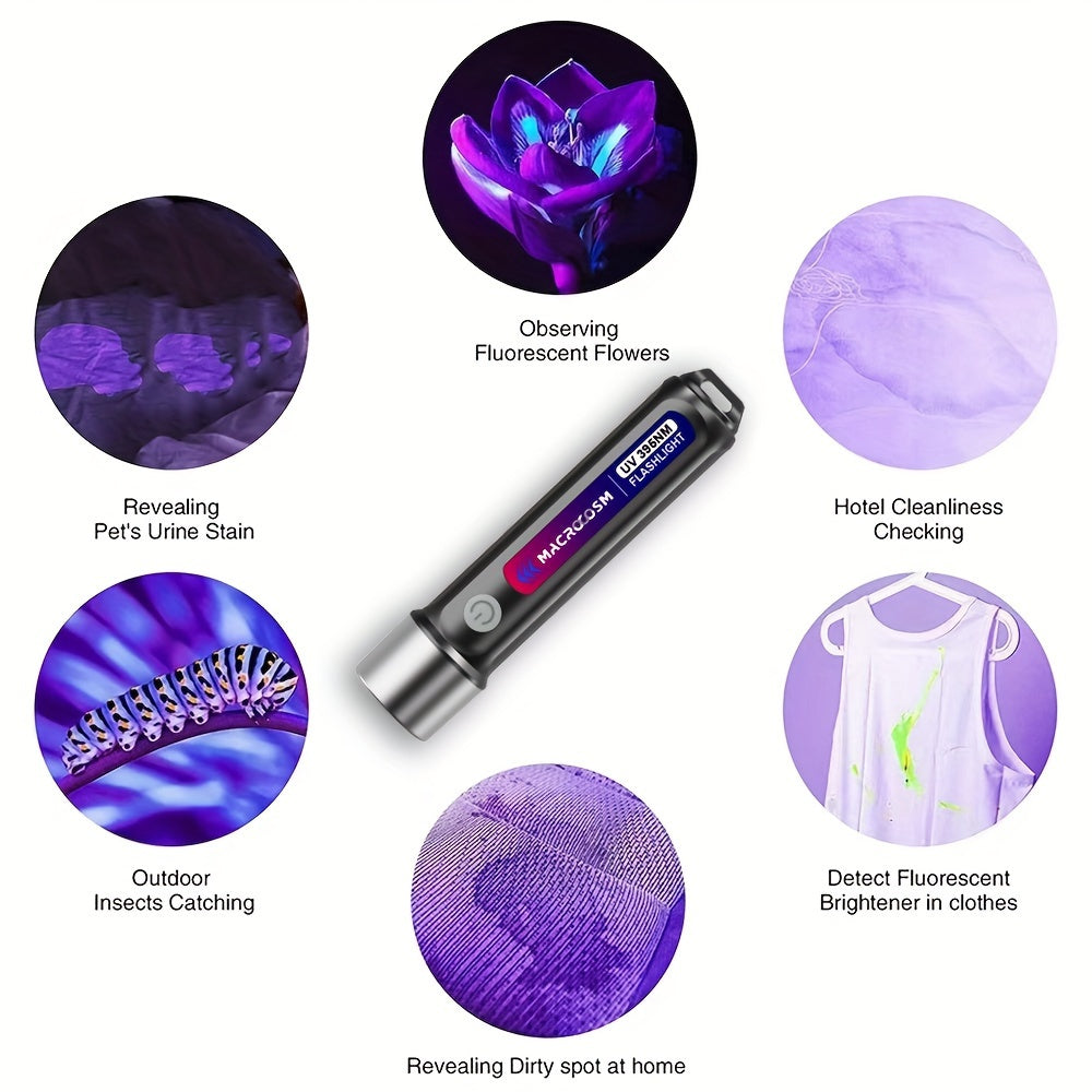 UV LED Flashlight for Inspection and Detection USB Rechargeable Lithium Battery