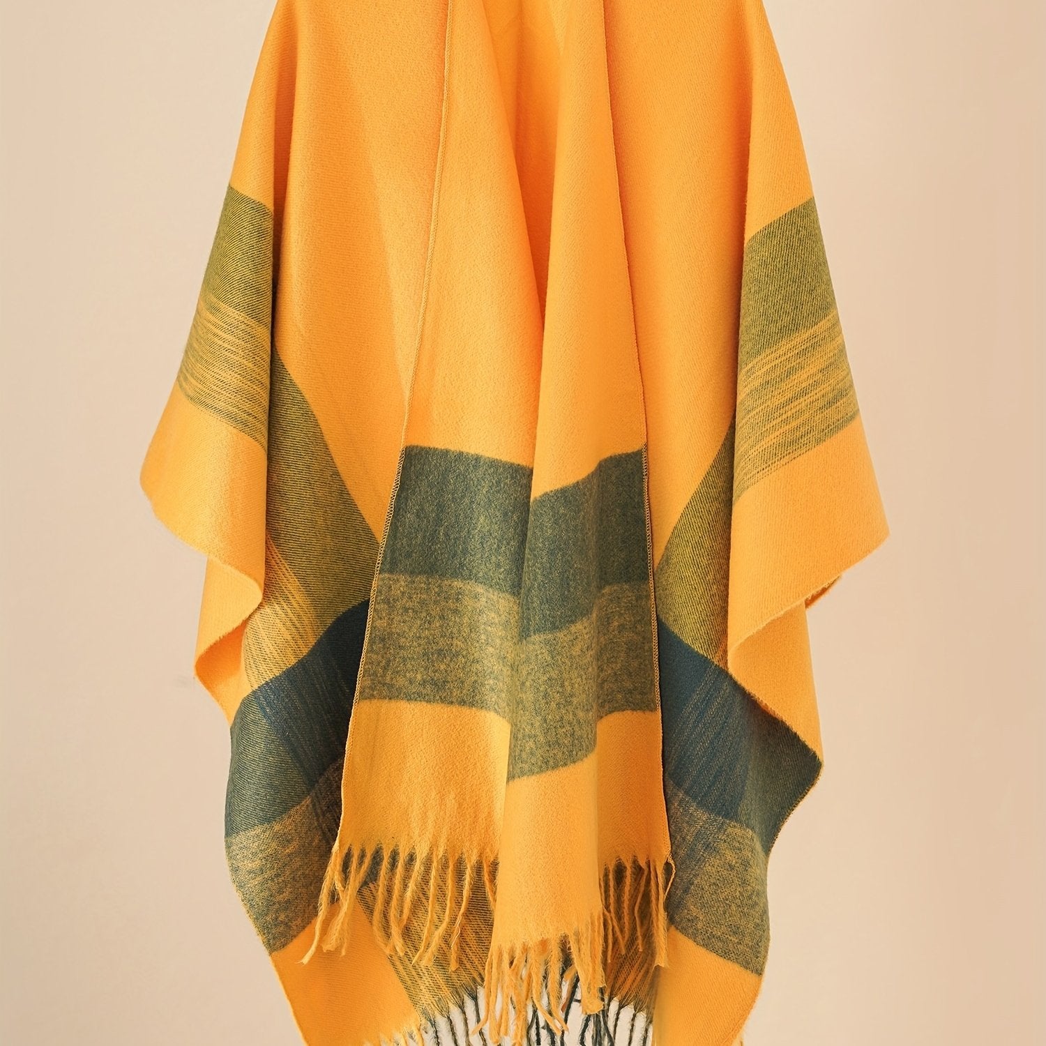 Plus-Size Open-Front Fringe Shawl Cardigan Casual Cape Sweater for Autumn Winter