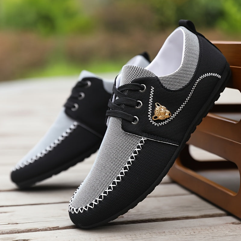 Men's Casual Shoes All-Season Fabric Low Top Non-Slip PVC Sole Comfortable Business Sneakers