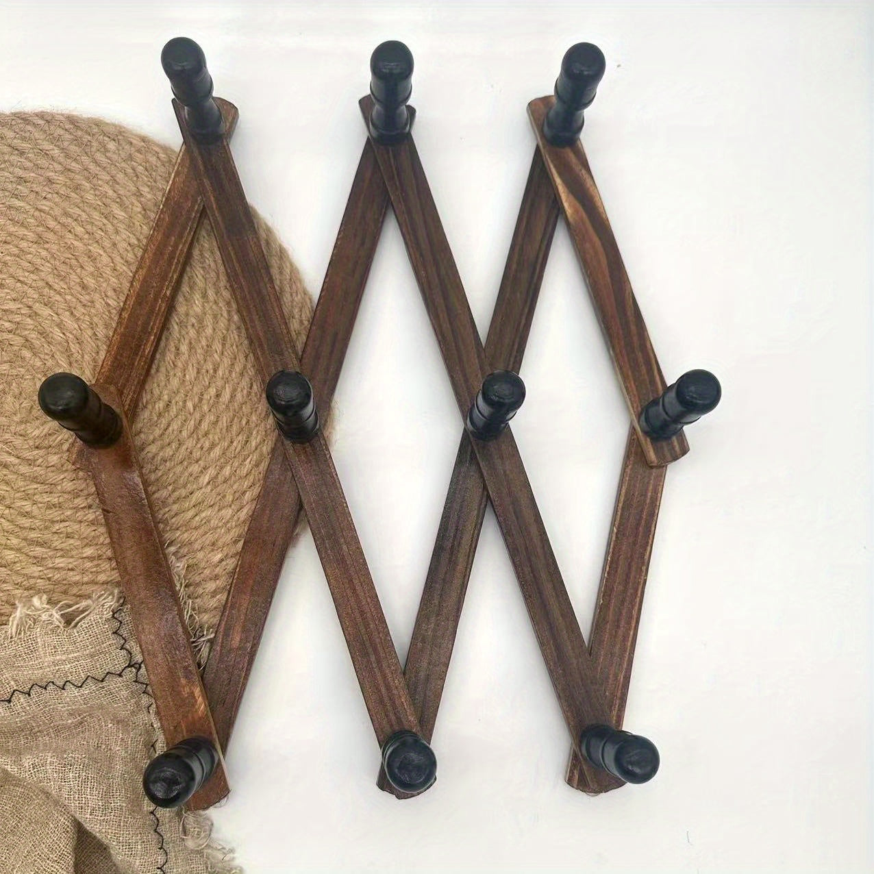 Gancho de pared retráctil de madera para bolsas, toallas, ropa y sombreros