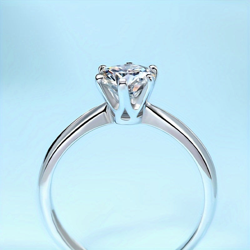 Sterling Silver Promise Ring with Moissanite 1/2/3/5/10 Carat Engagement Jewelry