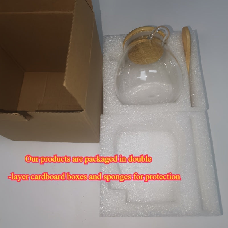 Set of 2 Glass Jars with Wooden Lids and Spoons for Coffee Tea Spices