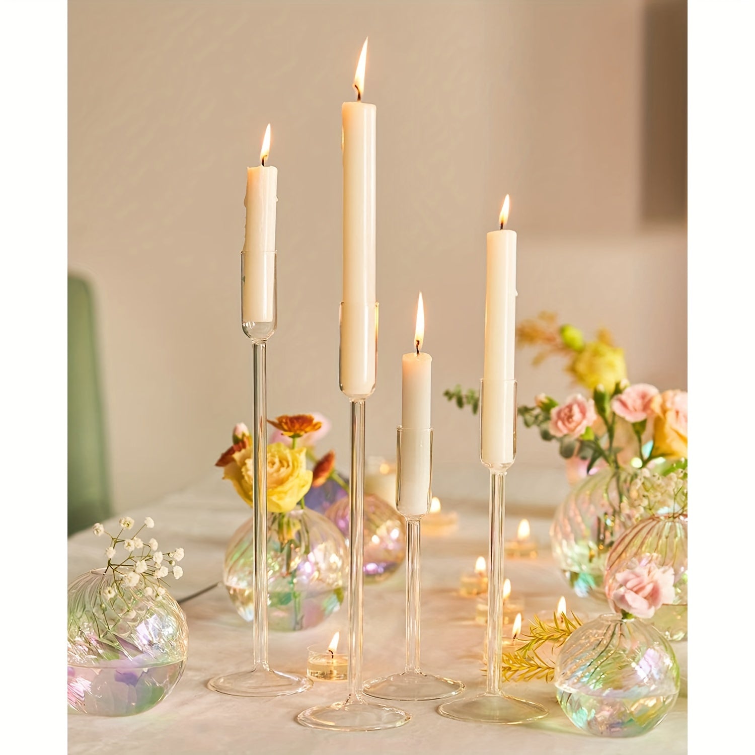 Glass Taper Candle Holders for Christmas Parties Weddings Table Centerpieces
