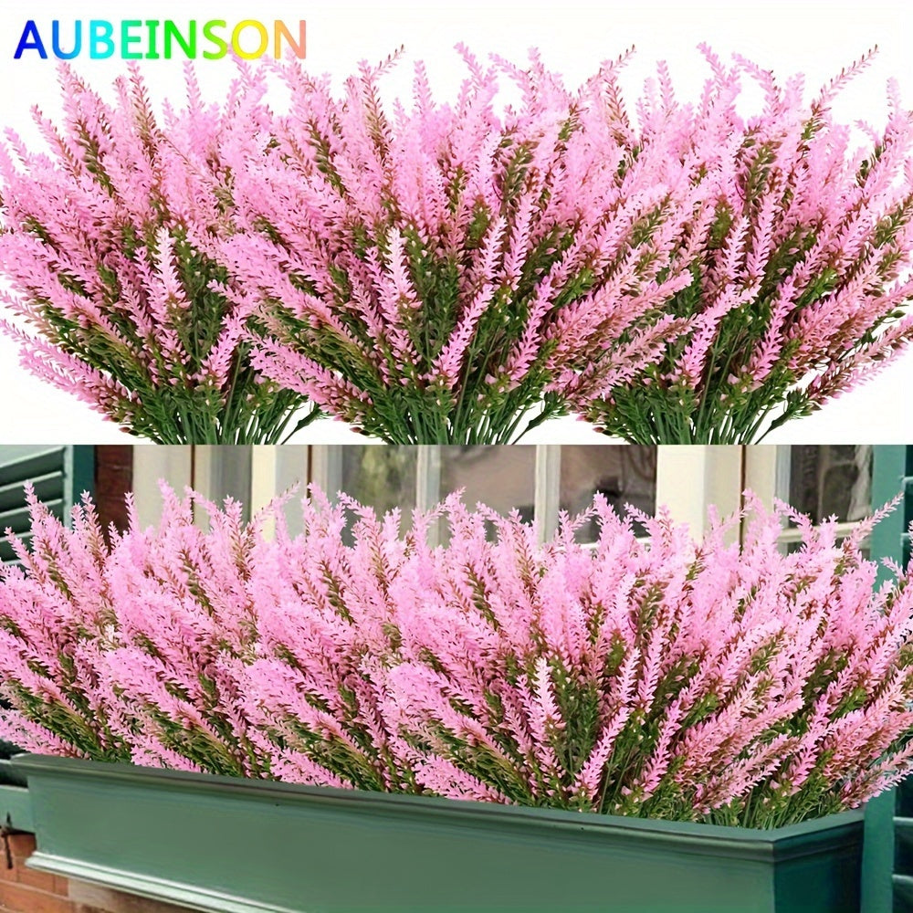Artificial Lavender Flowers 8 Bundles UV-Resistant Outdoor Decoration