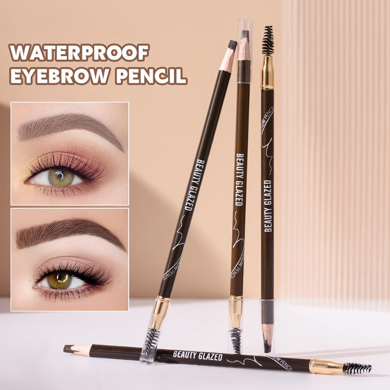Lápiz de cejas a prueba de agua de larga duración para todo tipo de piel, diseño de doble punta