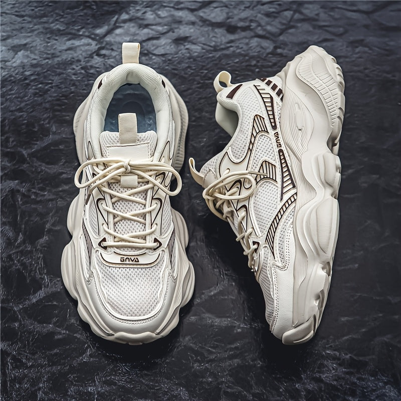 Men's Mesh Casual Sneakers Low Top Lace-Up All-Season Vintage Chunky Shoes