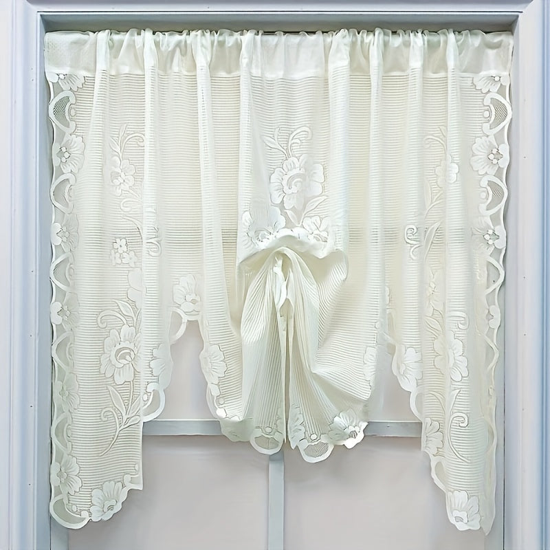 Floral Lace Sheer Curtain with Rod Pocket for Living Room and Bedroom Decor