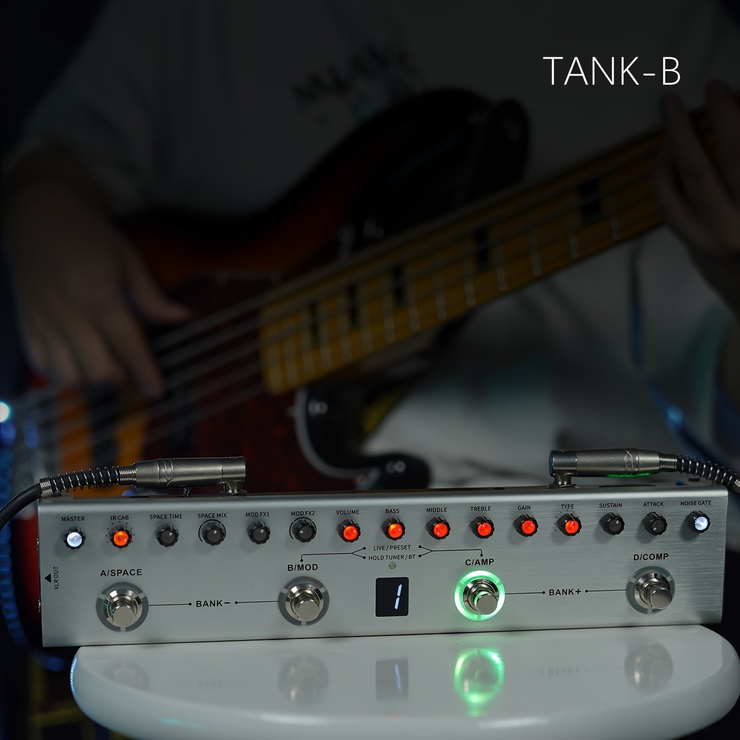 Guitar Effects Pedal Noise Gate 9 Preamp Slots 3-Band EQ Delay Reverb IR Cab Tuner USB Rechargeable