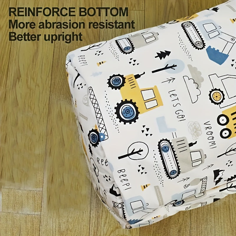 Multfilm printli portativ kir yuvish savati, uyda iflos kiyimlar va o'yinchoqlarni saqlash uchun mukammal.