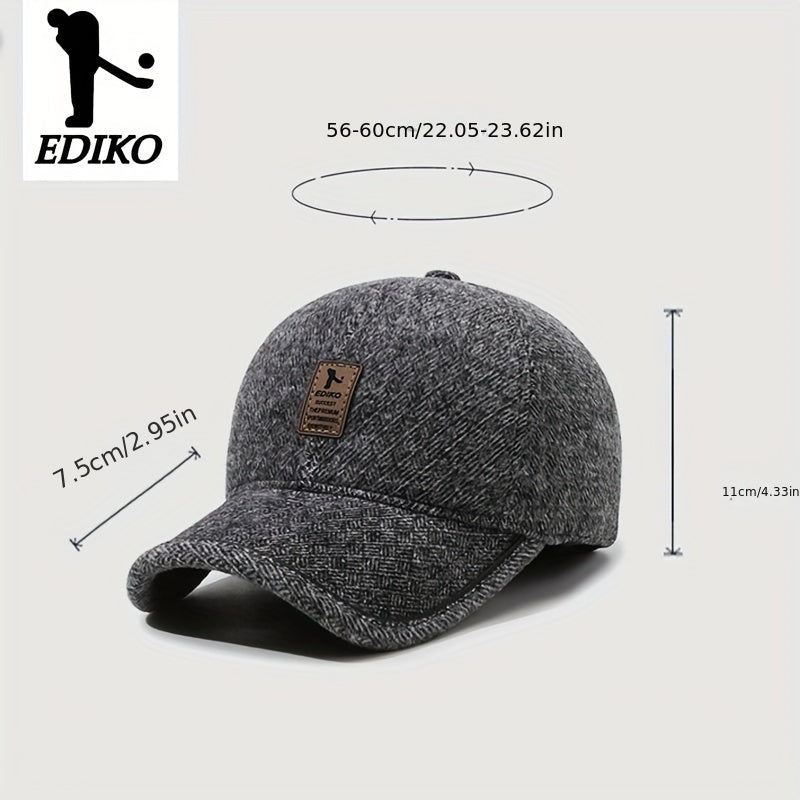 Gorra de béisbol de invierno para hombre con orejeras, forro de felpa, resistente al viento y para exteriores