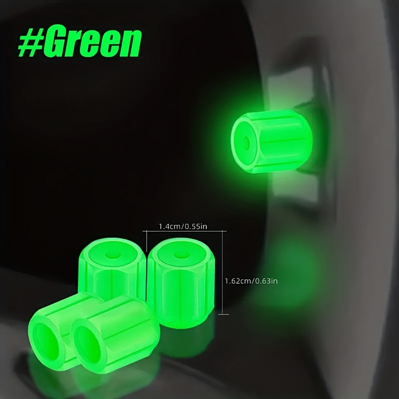 Universal Car and Bicycle Fluorescent Valve Stem Caps 4/8/12pcs