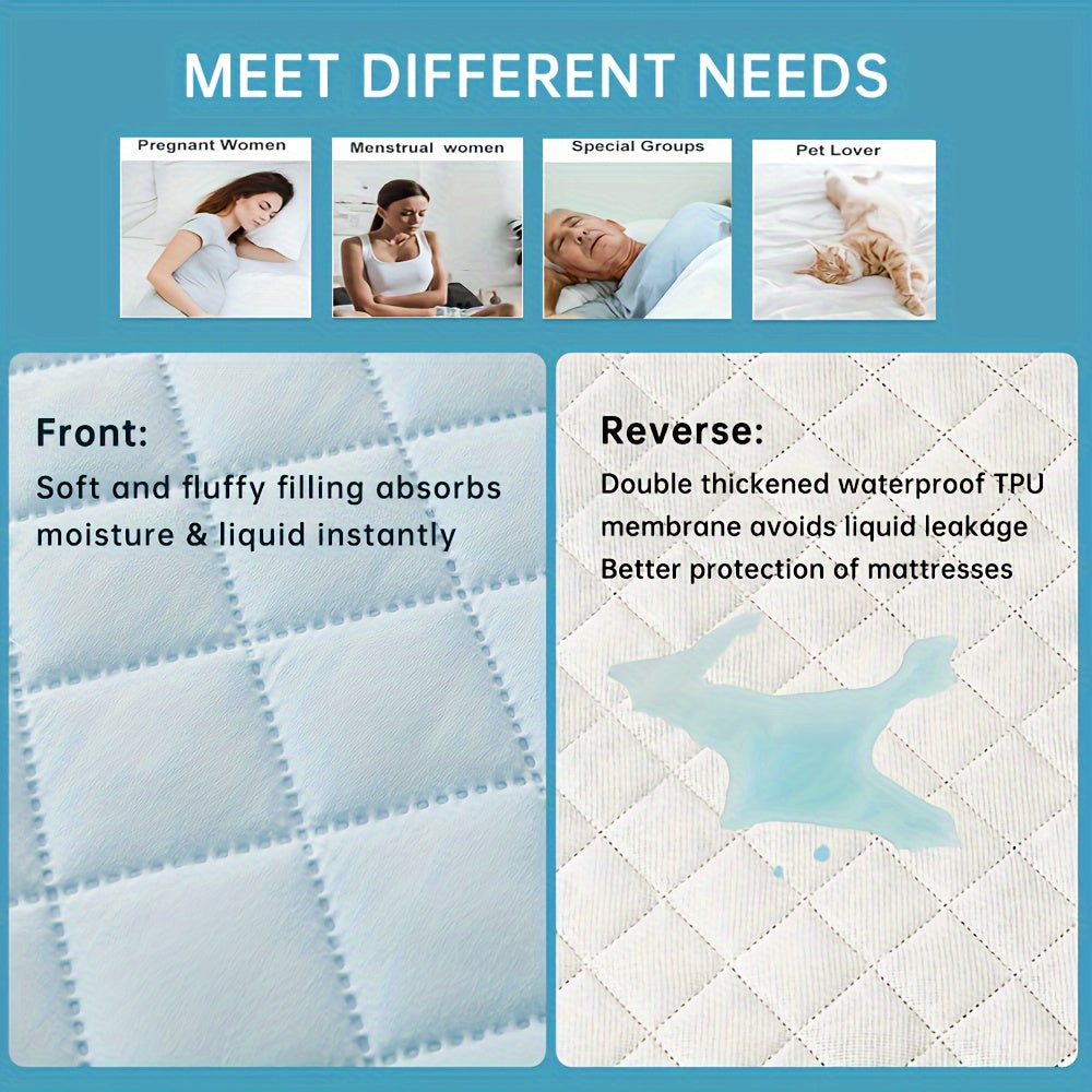 3-Layer Quilted Waterproof Mattress Protector Fitted Sheet for Single or Double Bed