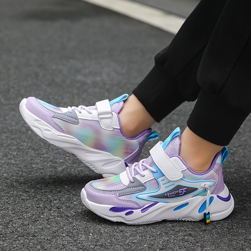 Girls Breathable Non-Slip Casual Running Sneakers for All-Season Microfiber Synthetic Leather