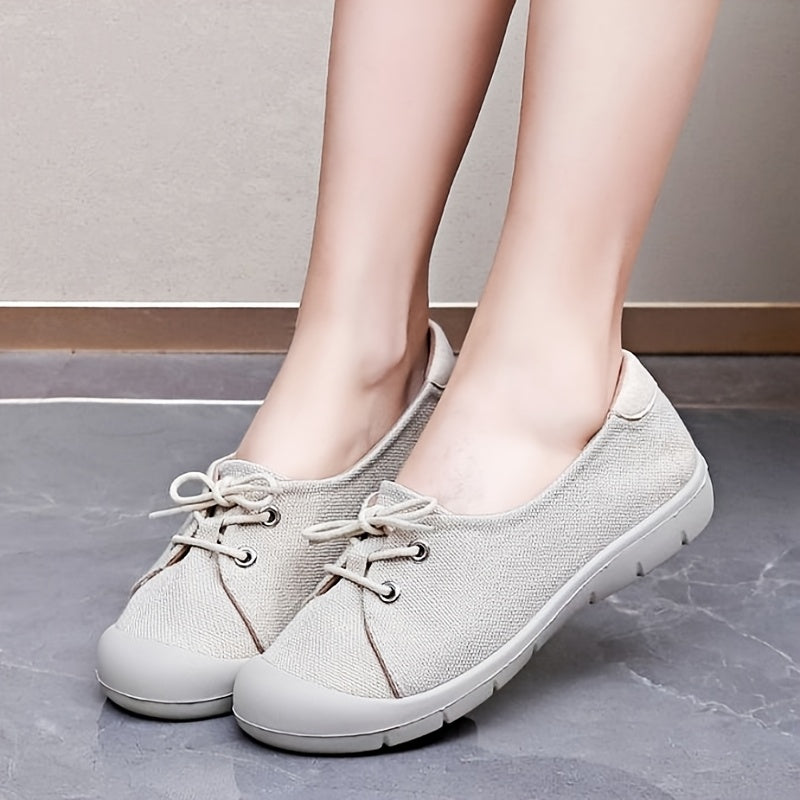 Women's Canvas Shoes Casual Round Toe Breathable Lightweight Black