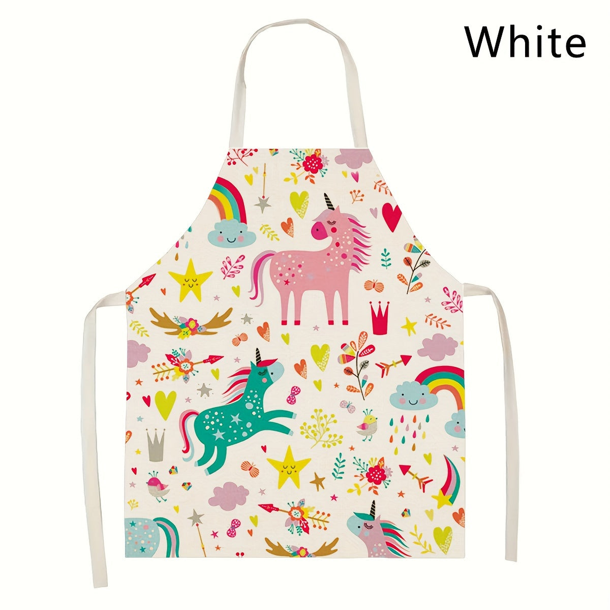Unicorn Cartoon Apron Stain-Resistant Linen for Cooking Baking Gardening