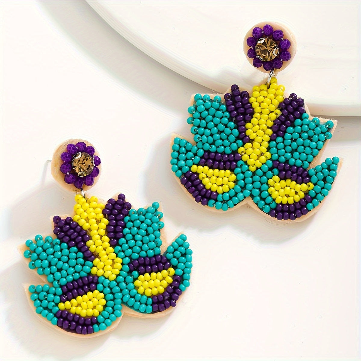 Pendientes colgantes de mascarada con cuentas, con piedras de imitación, pasadores de acero inoxidable para celebraciones