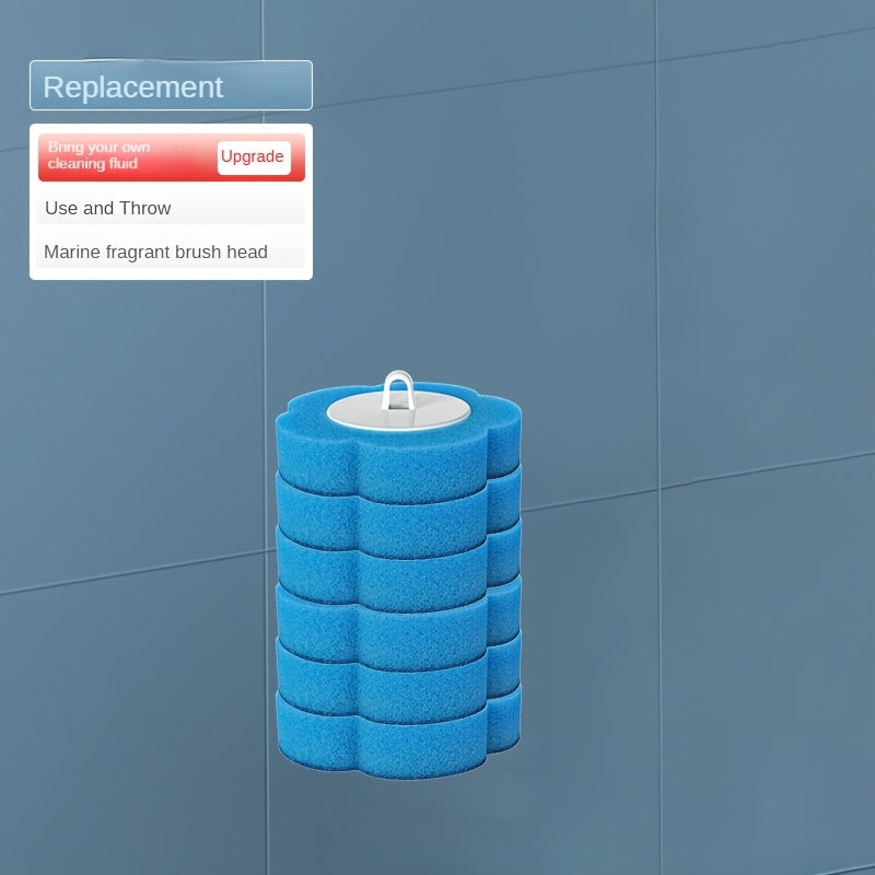 Набор для уборки ванной комнаты с 6 мягкими насадками-щетками, аромат океана, туалетная щетка с самостоятельной стойкой