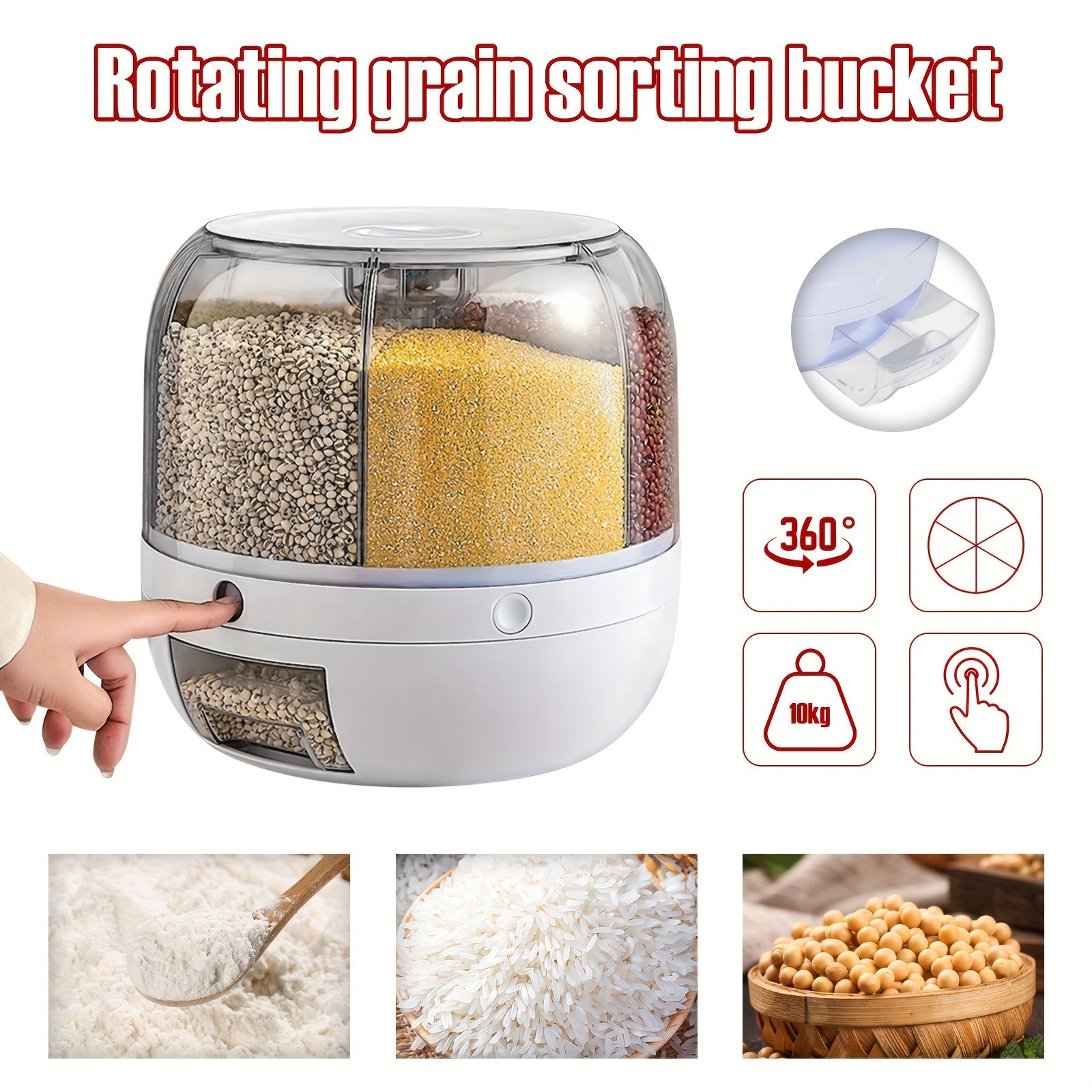 Large Capacity Airtight Rice Dispenser 20kg Food-Grade Plastic Moisture Insect Proof