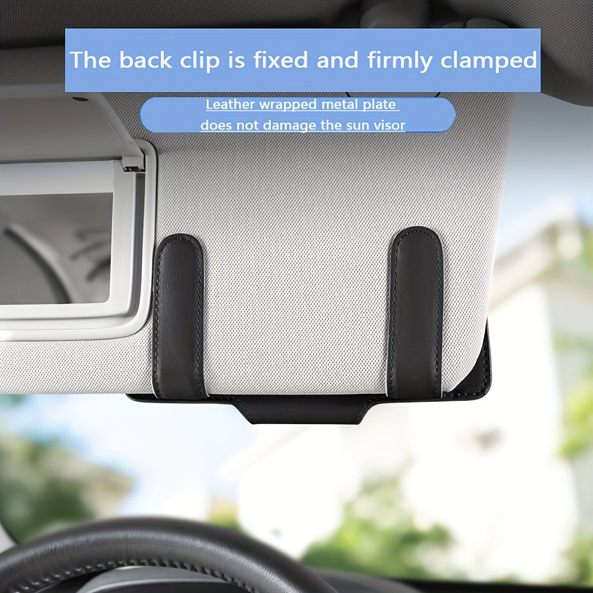 Car Visor Glasses Holder with Magnetic Closure PU Leather Eyeglasses Organizer Vehicle Sun Visor Storage Clip