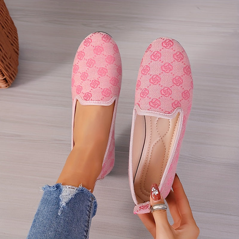 Women's Heart Pattern Slip-On Flats Fabric Shoes Comfortable All-Season