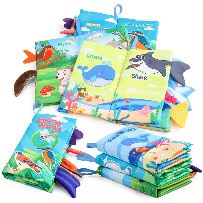 Colorful Cloth Book for Toddlers Soft Fabric Interactive Learning Cartoon Animal Tails Ages 12-72 Months