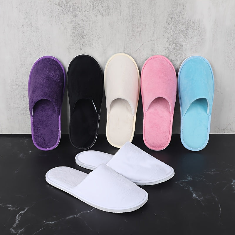 Women Coral Fleece Disposable Slippers Thick Warm Soft Winter