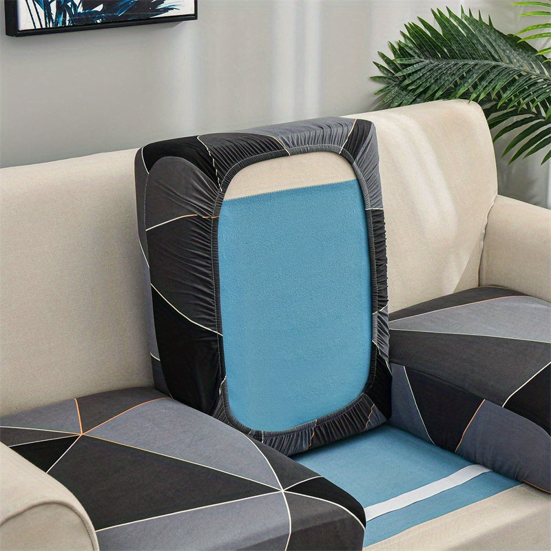 Чехол на растяжку для дивана с геометрическим красным и синим принтом, эластичный, моется в машине, современный домашний декор