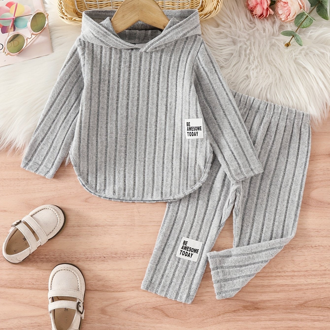 Girls Hooded Striped Pants Set Long Sleeve Spring Fall Casual Kids 12 and Under