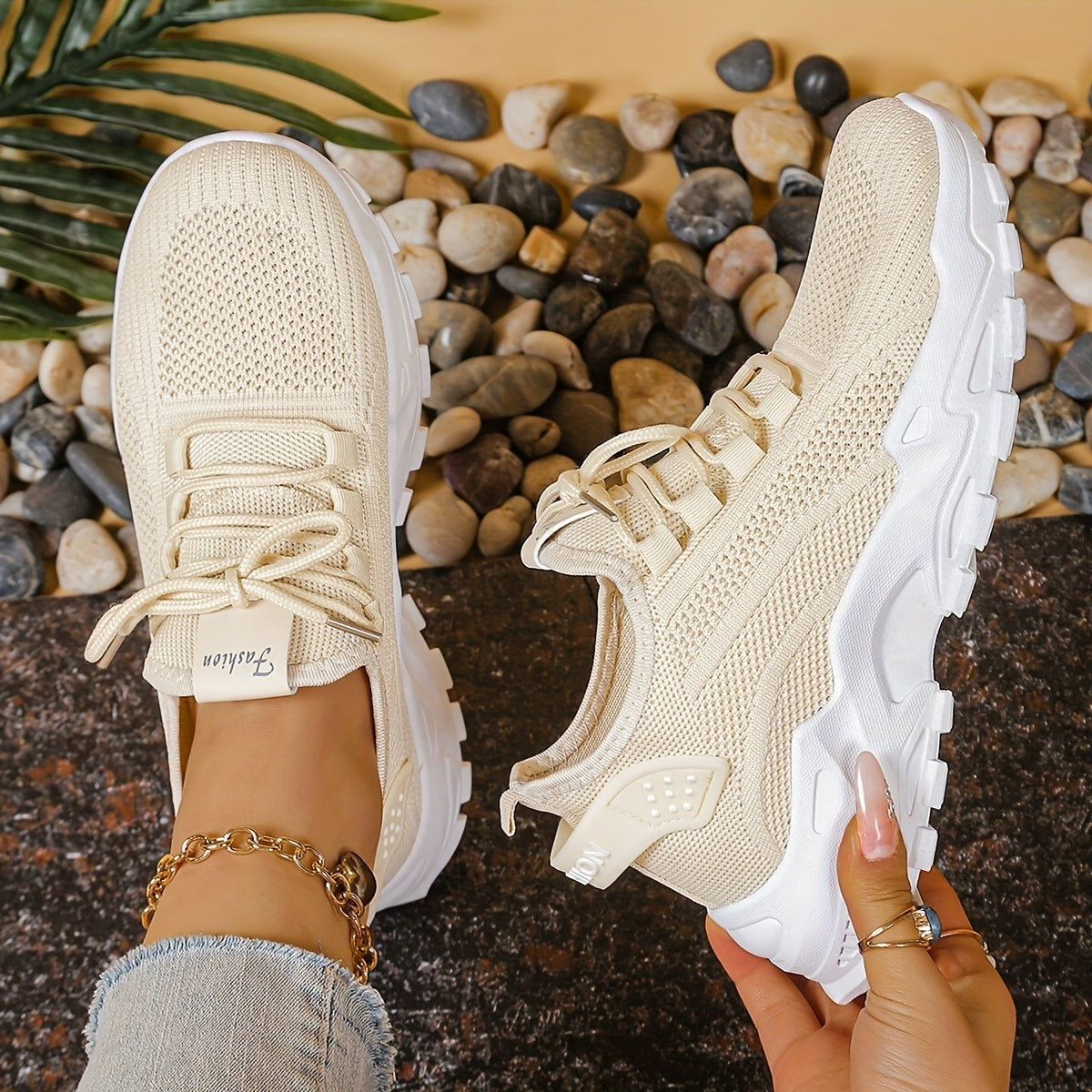 Women's Breathable Lightweight Running Shoes with Slip-Resistant Sole