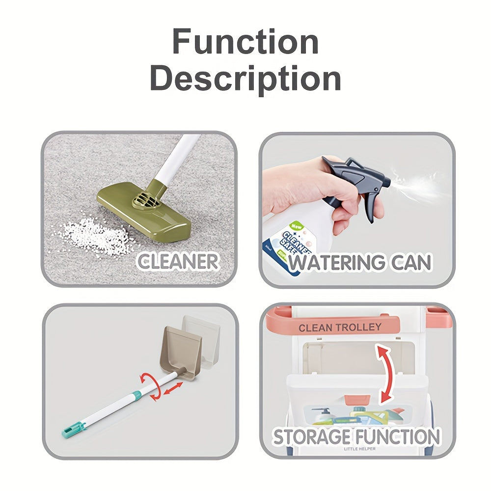 Children's Cleaning Play Set with Vacuum Cleaner and 20 Housekeeping Toys for Kids Age 3+