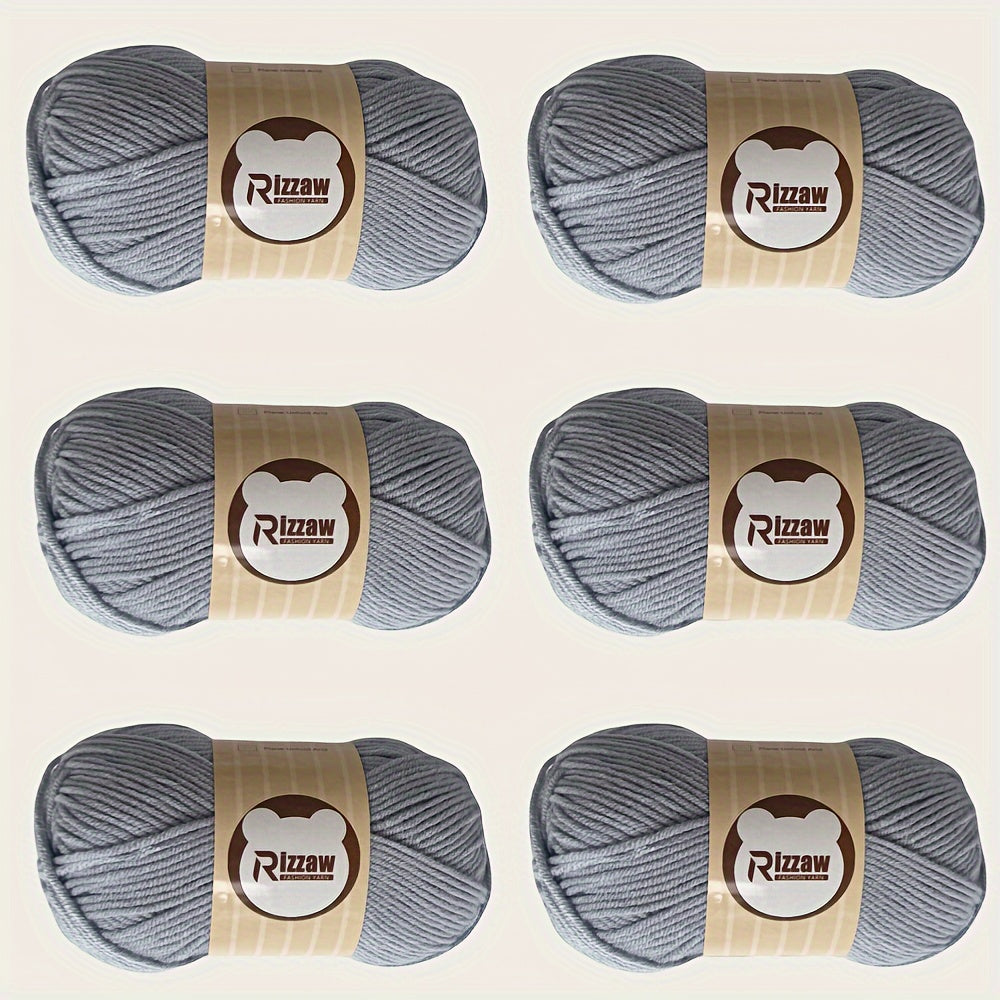 6 Pieces of 50g Soft Acrylic Yarn for Crocheting and Knitting, Assorted Colors