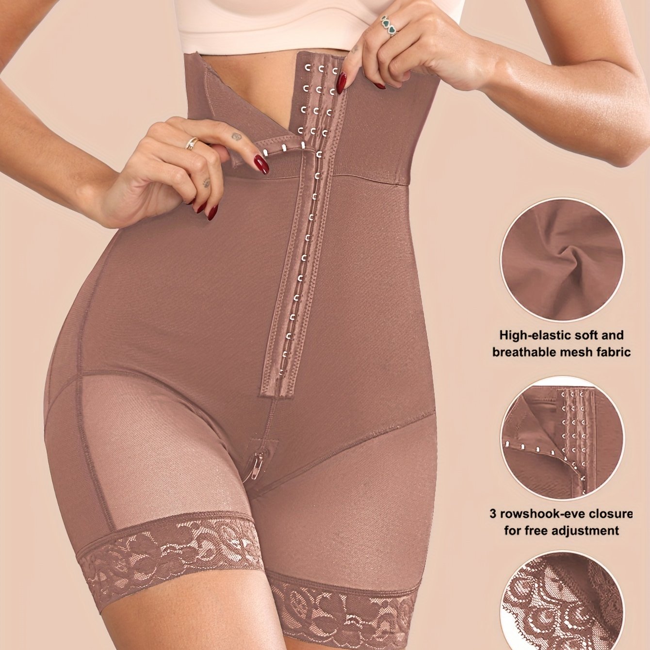 Women's High Waist Shapewear Shorts for Postpartum Recovery Butt Lifting Leg Slimming Elastane Nylon