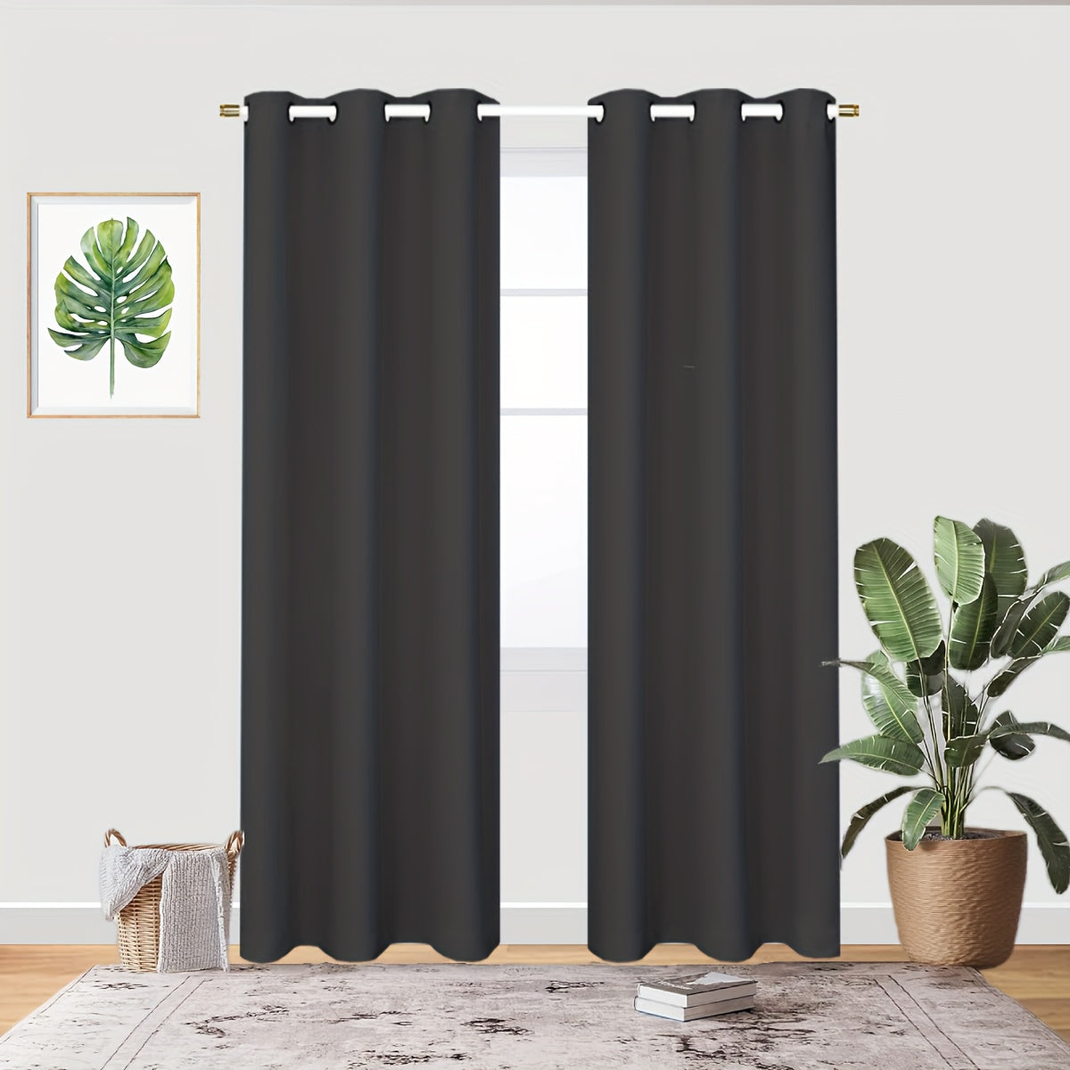 Gray Blackout Curtains for Bedroom Living Room Thermal Insulation Noise Reduction 1PC
