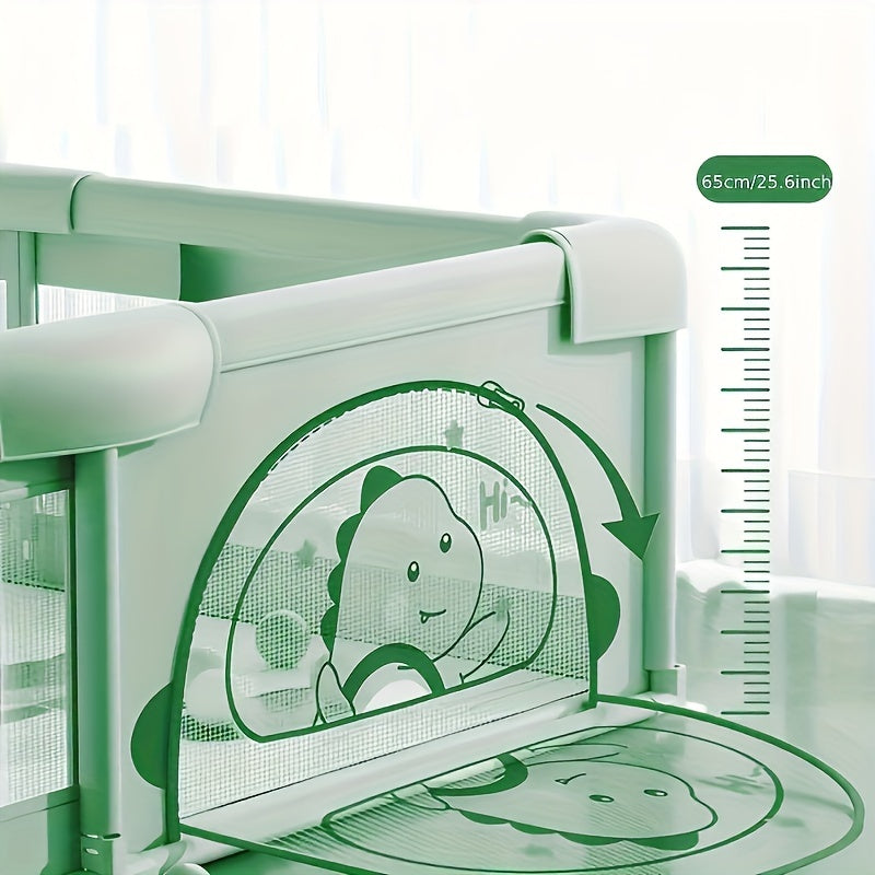 Cartoon Playpen with Gate for Indoor and Outdoor Use Non-Slip Base