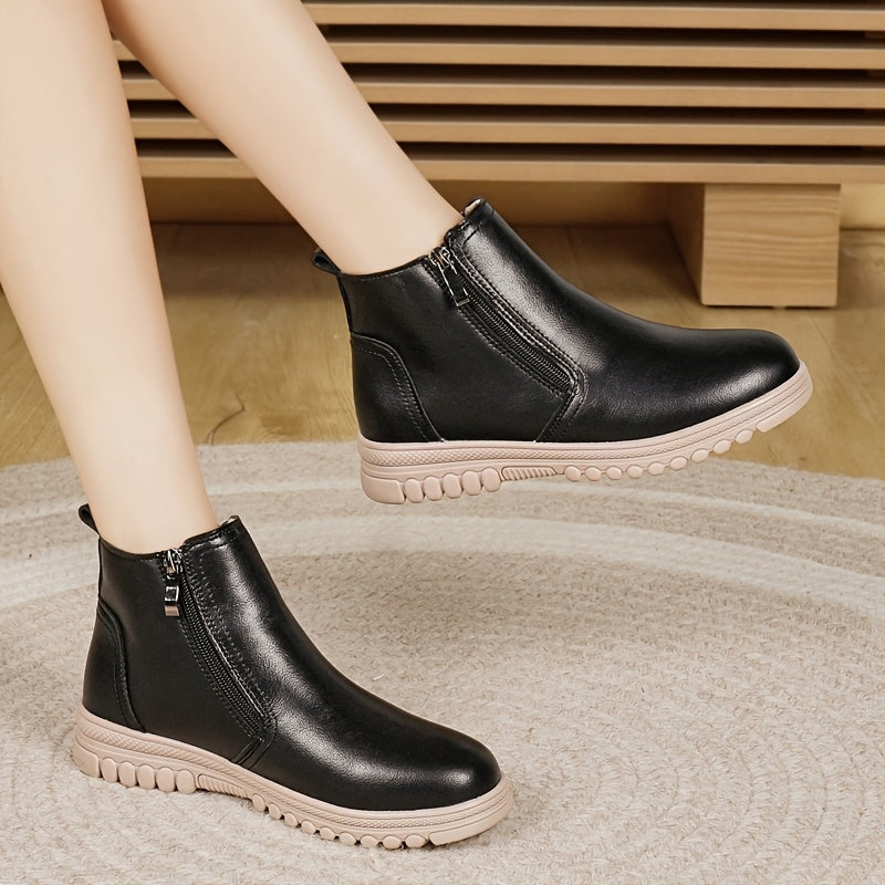 Women's Ankle Booties Solid Color Breathable Mesh Non-Slip Platform Shoes