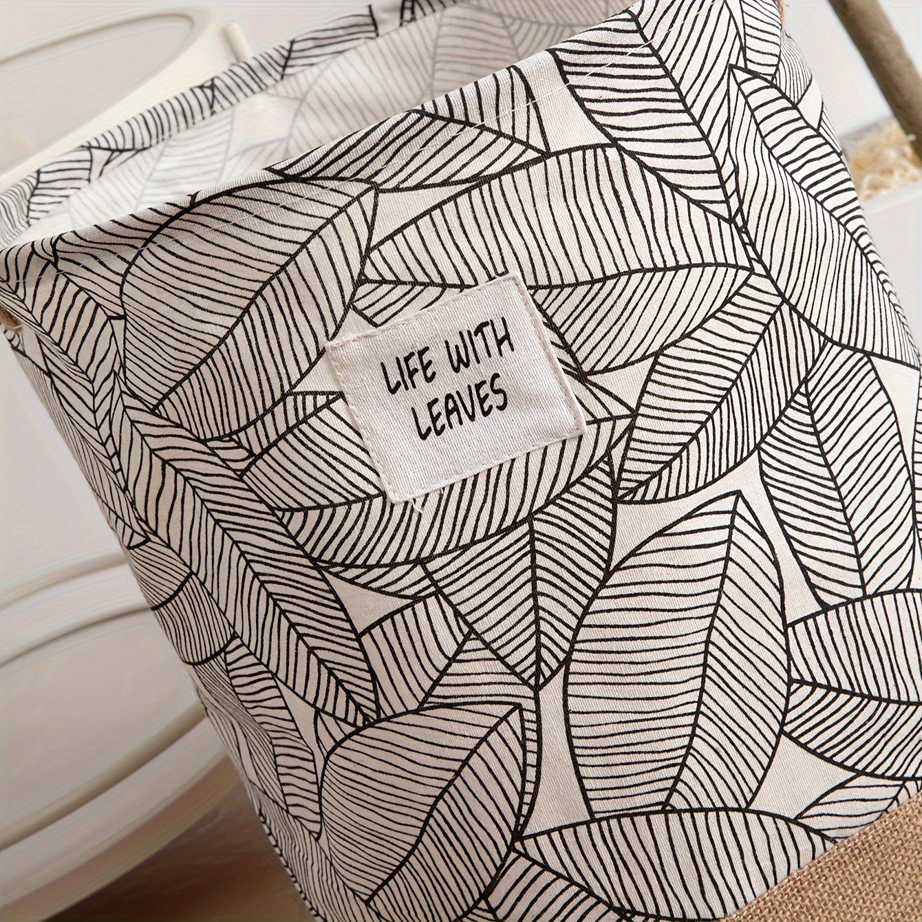 Cesto de yute impermeable redondo para ropa, juguetes y mantas, plegable con asas