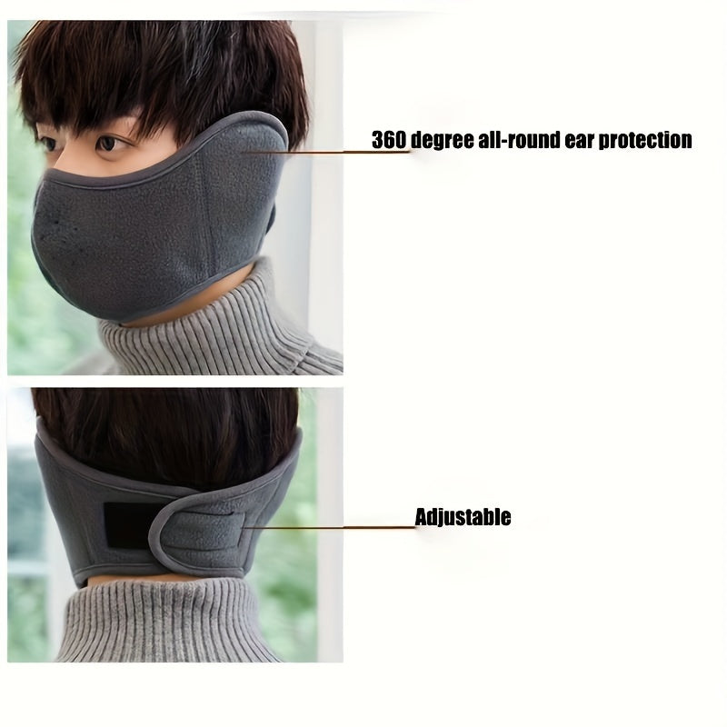 Erkaklar uchun shamolga chidamli yuz maskasi, sovuq ob-havo uchun quloqni himoya qilish va issiq polyester mato bilan