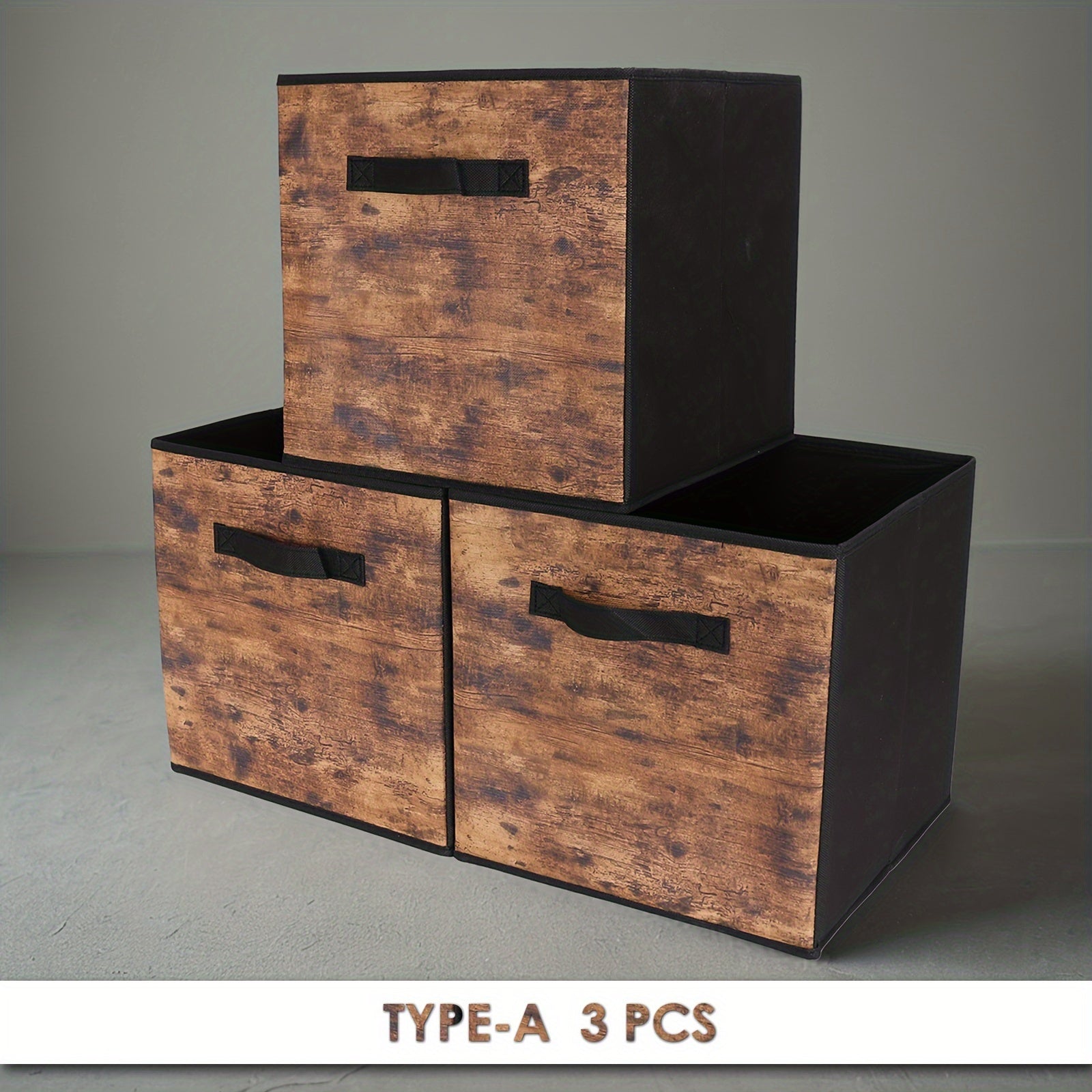 3 ta yig'iladigan saqlash qutisi to'plami, tutqichlar bilan, to'qilmagan mato, kiyimlar, o'yinchoqlar va boshqalar uchun