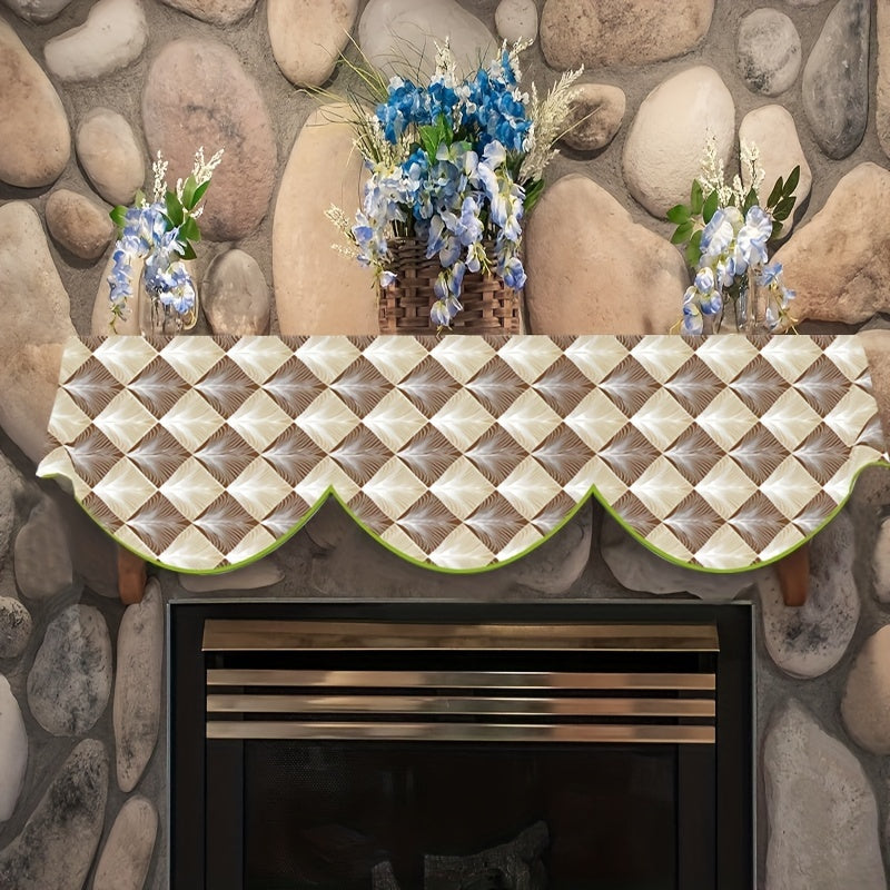 Geometric Plaid Mantle Scarf Winter Holiday Decor Polyester 49.78cm x 78.7cm