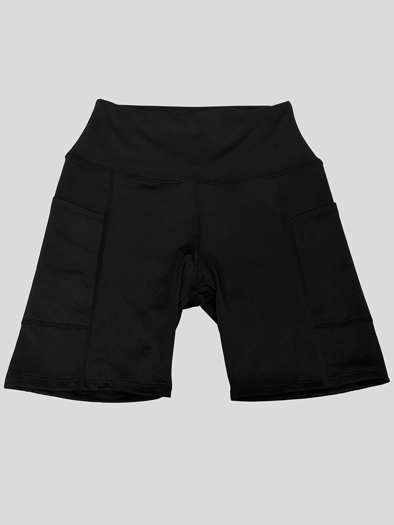 Women's High-Waist Cycling Shorts with Side Pockets Breathable Stretch Fitness Outdoor