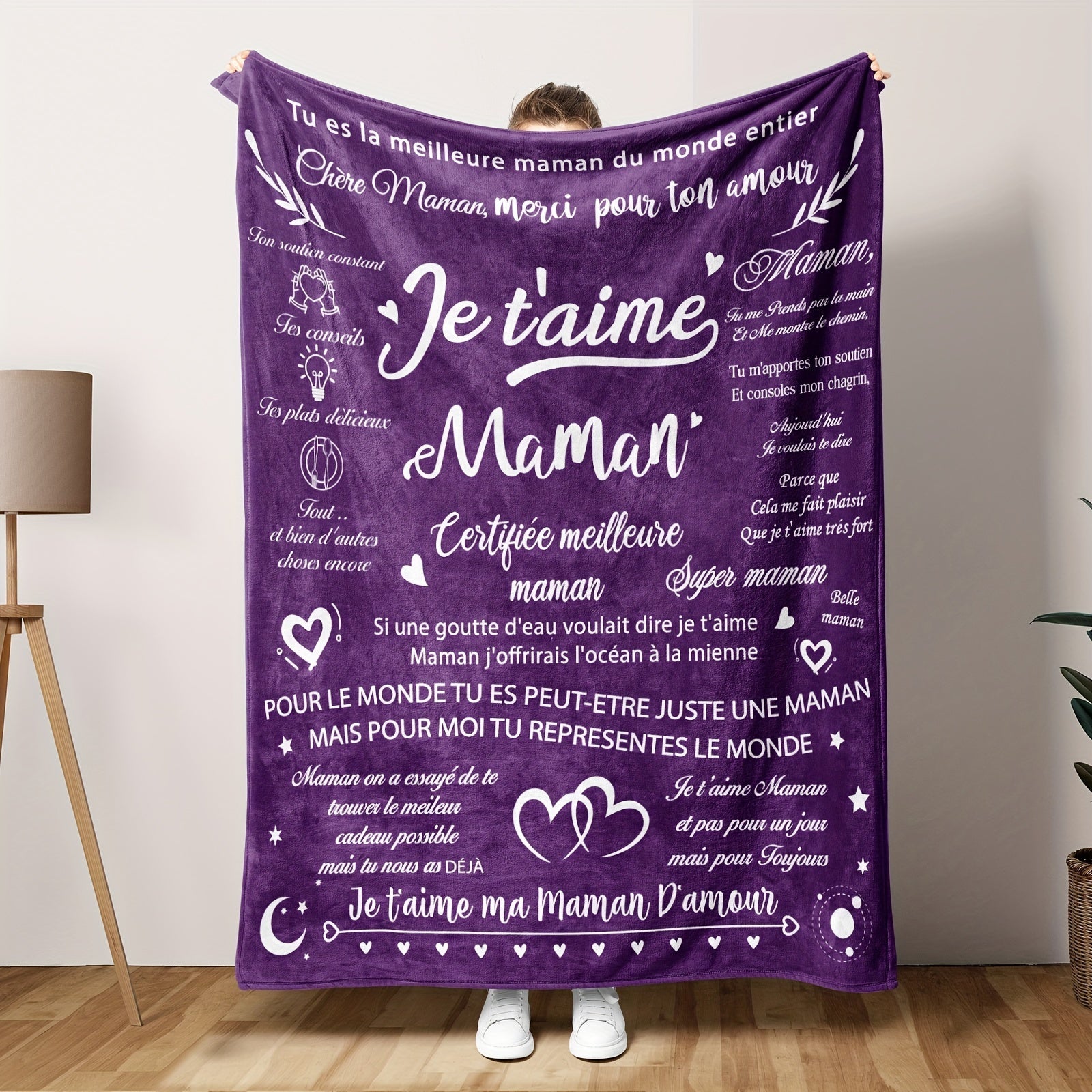 Purple Flannel Blanket for Mom Christmas Gift for Women and Mothers