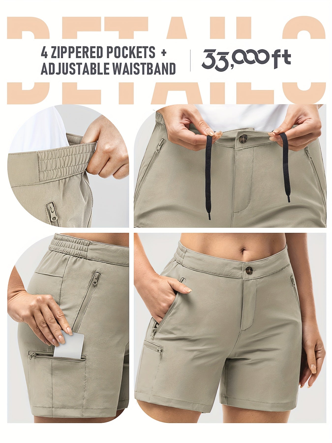 Women's Quick Dry Golf Shorts 12.7 Inch Inseam Stretch Packable Casual