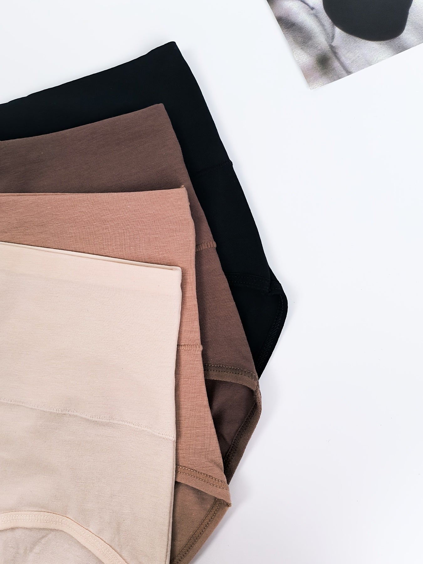 Women's High Waist Cotton Briefs 5-Pack Breathable Solid Color Underwear