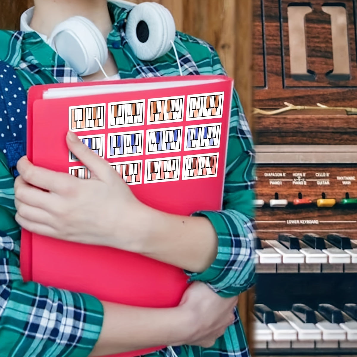 Набор из 100 белых наклеек с нотацией для клавиатуры для пианино и аккордеона, самоклеящиеся, для теории музыки и практики