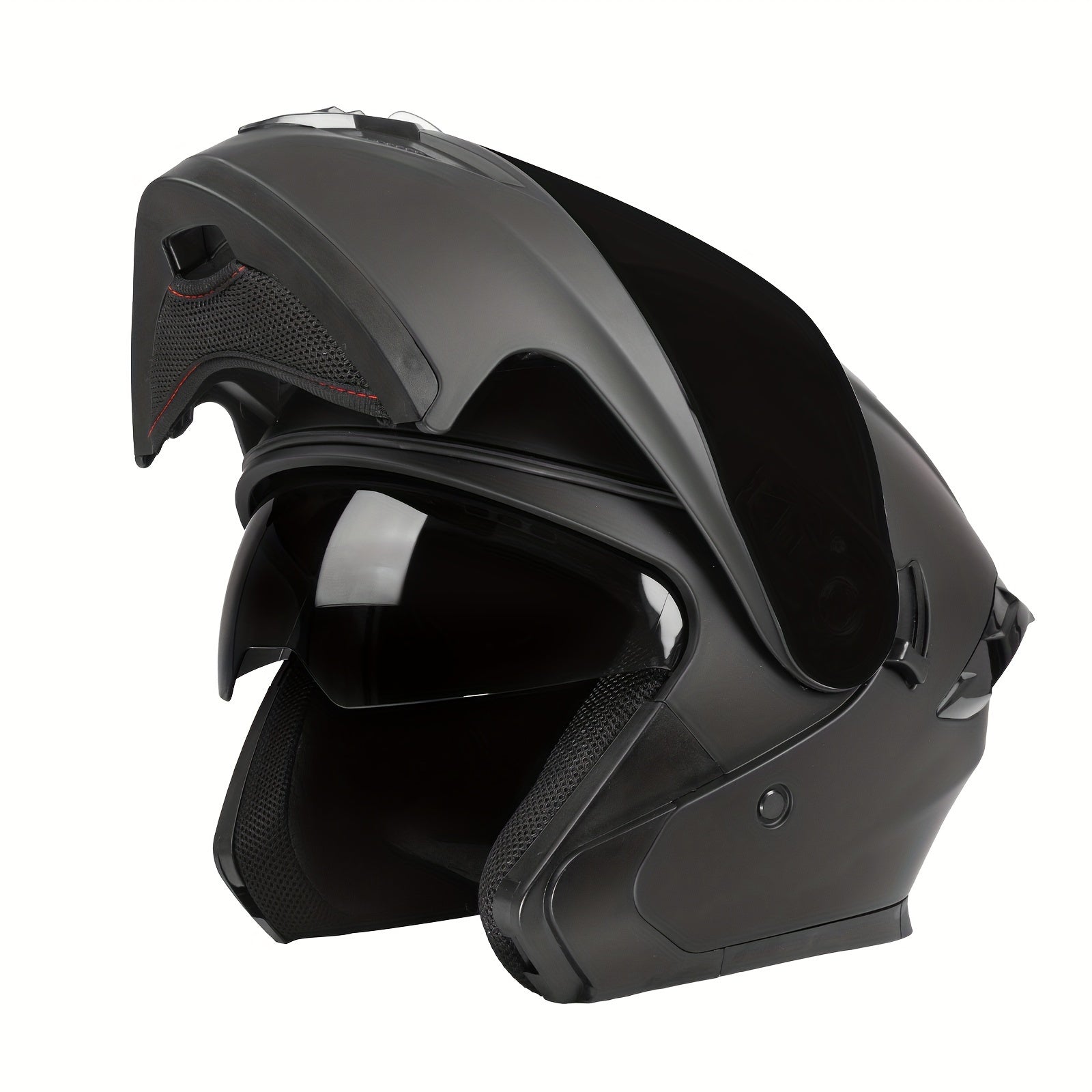 Black Open Face Modular Motorcycle Helmet with Dual Flip-Up Visors and ABS Material