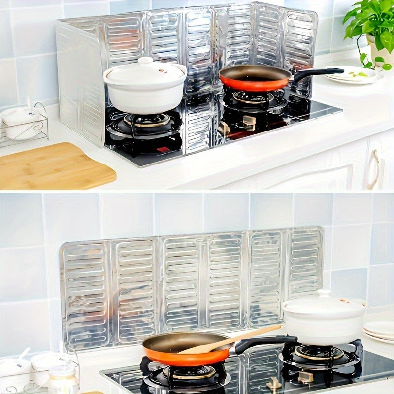 Aluminum Kitchen Stove Oil Splash Shield Set of 3 Folding Heat Resistant Spill Guard