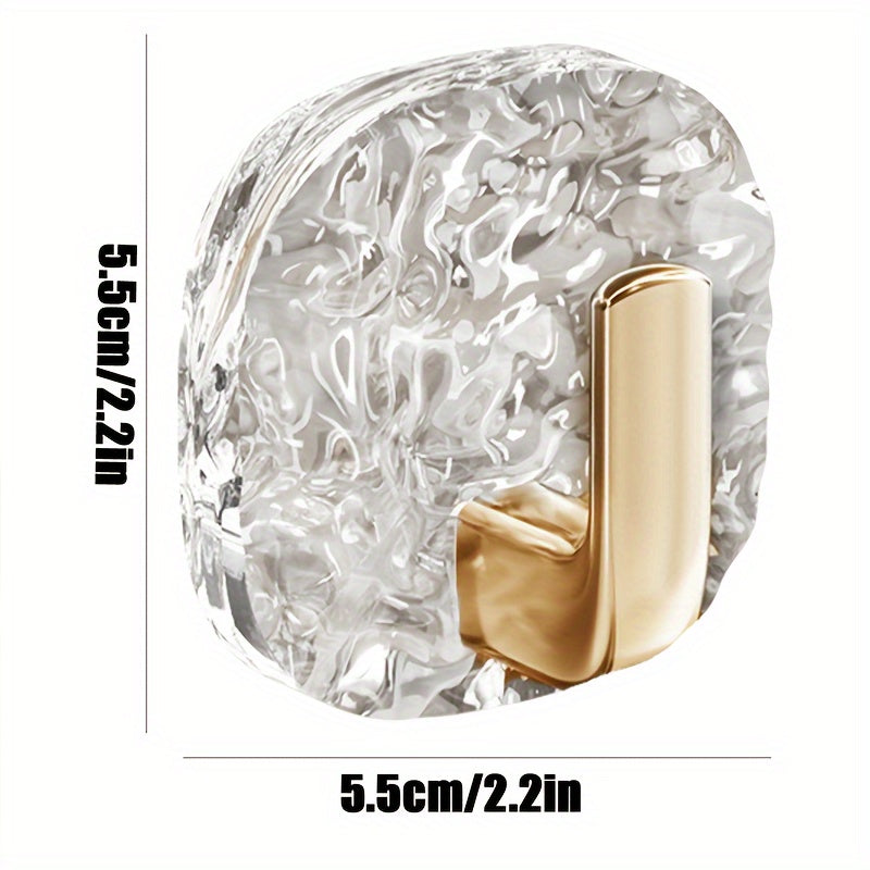 4-Pack Glacier Pattern No-Drill Wall Hooks for Kitchen and Bathroom Storage