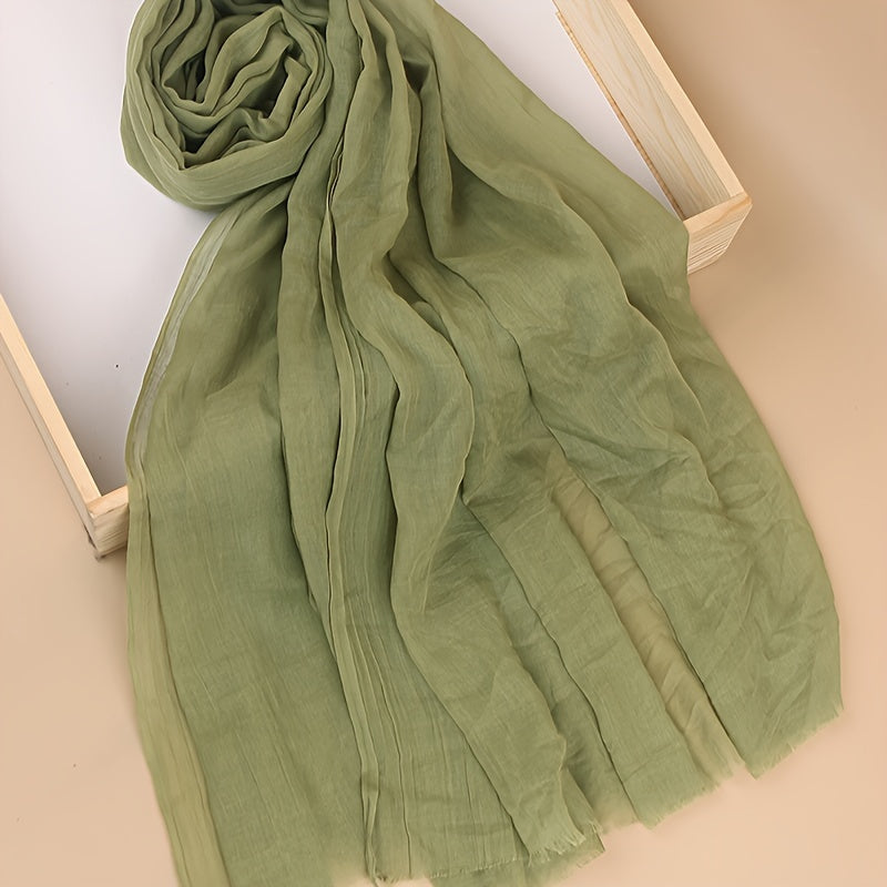 Women's Lightweight Solid Color Scarf Shawl Breathable Soft Polyester Sun Protection